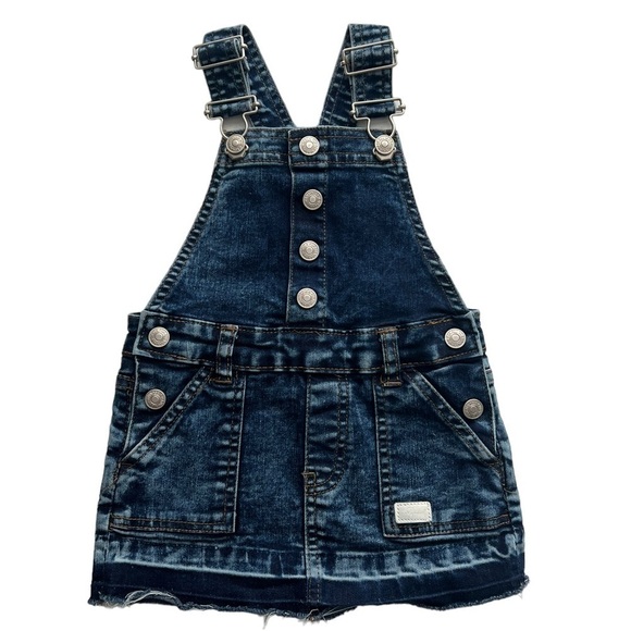 7 For All Mankind Infant Girls Denim Overall Dress Size 12M - Picture 1 of 8